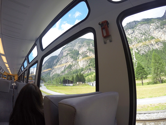 Cog train to Zermatt has giant windows so you can see the awesome views // Nattie on the Road