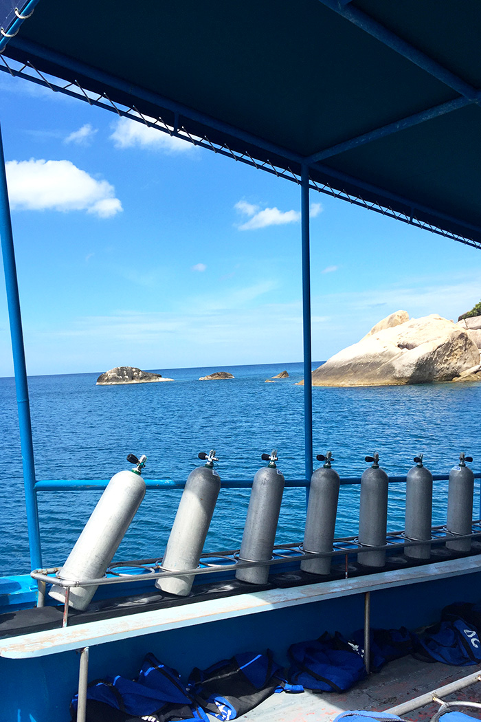 air tanks on the dive boat