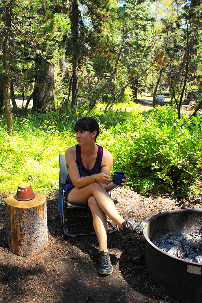 hanging around the campsite with coffee