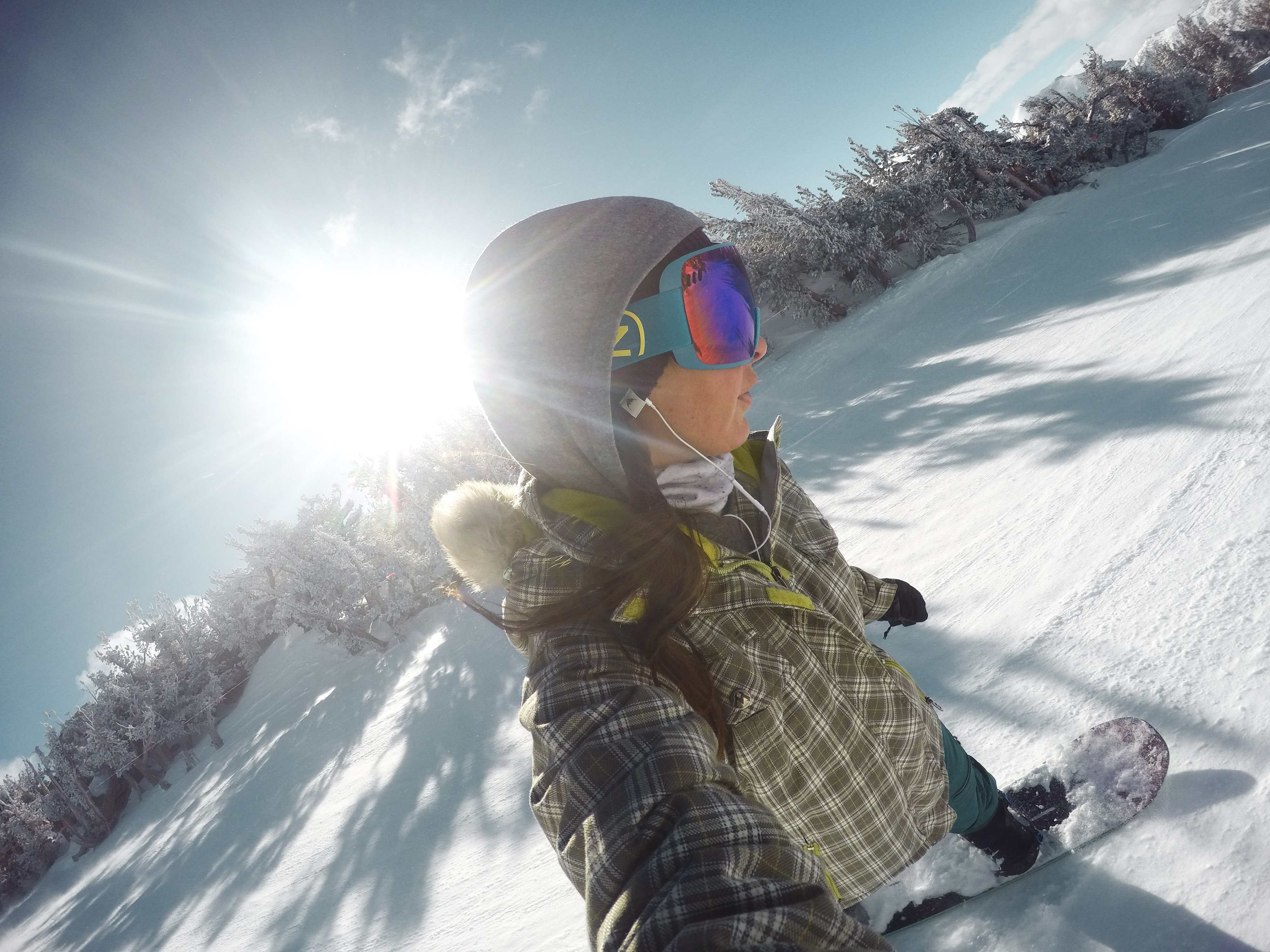 snowboarding with a view