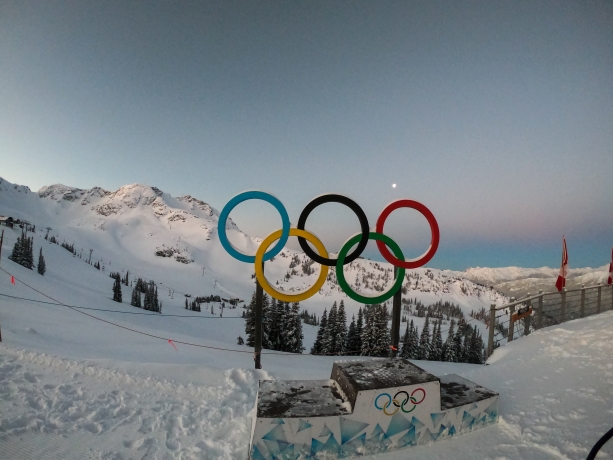 sunrise, moon set, Whistle BC